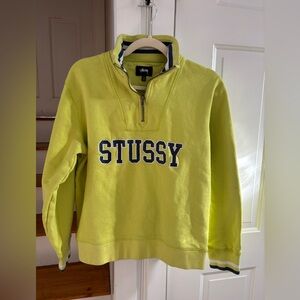 Stussy Lime Green Zip Up Sweater